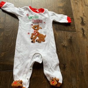 Baby’s first Christmas fuzzy onesie pajama